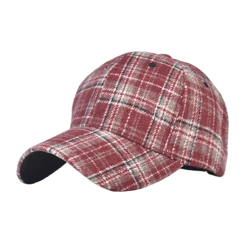 Fall Winter Hat Men's Spring Summer Outdoor Sunscreen Visor Classic Checkered Baseball Cap Hard Top Women's Cap Warm Peaked Cap