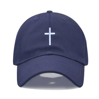 Cross Embroidered Baseball Cap for Women Men Fashion Adjustable Washed Cotton Dad Hat Unisex Classic Golf Caps