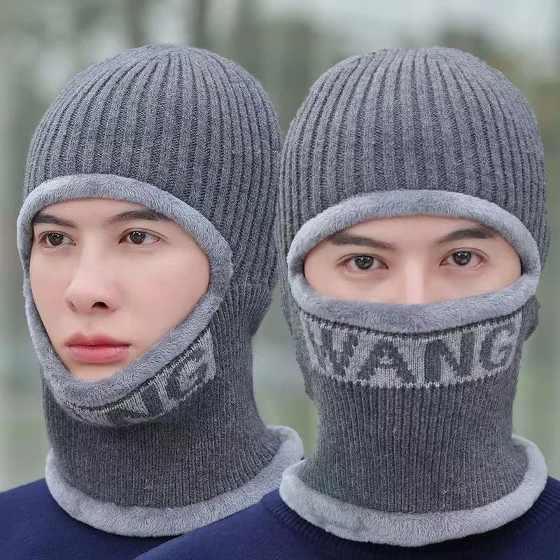 Fashion Cool Men Autumn Winter Warm Thick Beanies Cap Hat Male Multifunction Snood Scarf Knitted Cap Hat For Men