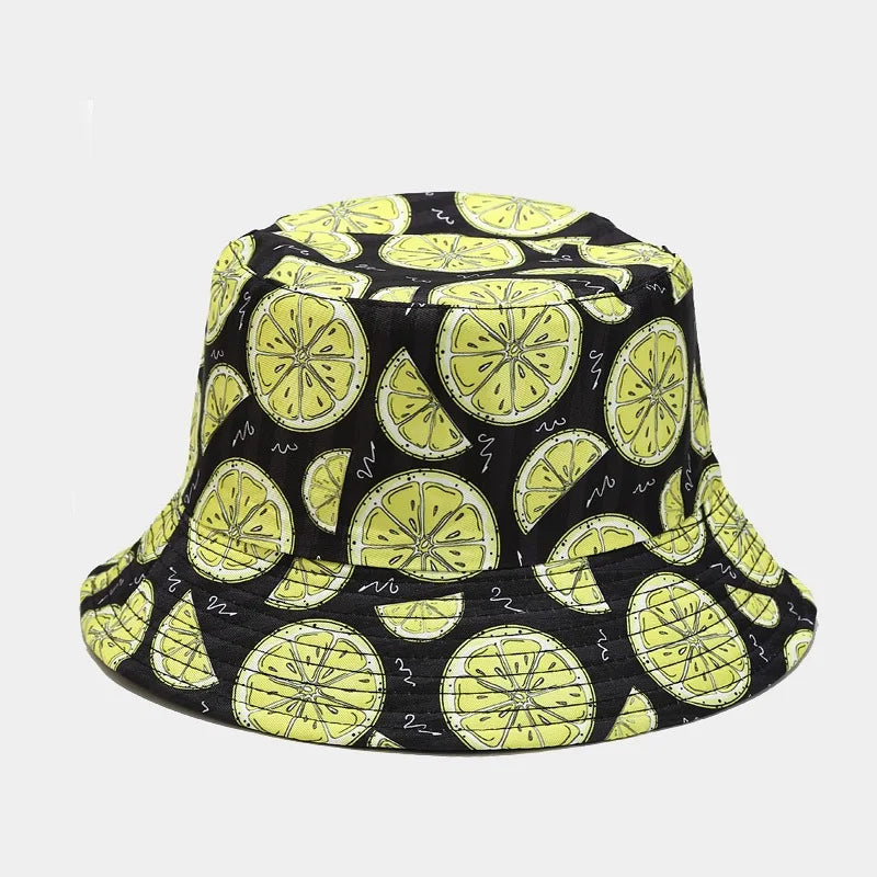 creative fruit pattern bucket hat men's and women's outdoor leisure sunscreen fishing sun hat double-sided beach basin cap