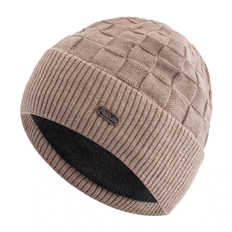 New Unisex Winter Hat Plush Fur Lined Warm Small Square Style Soft Beanie Hats For Men Women Thicken Ski Sports Knitted Hat