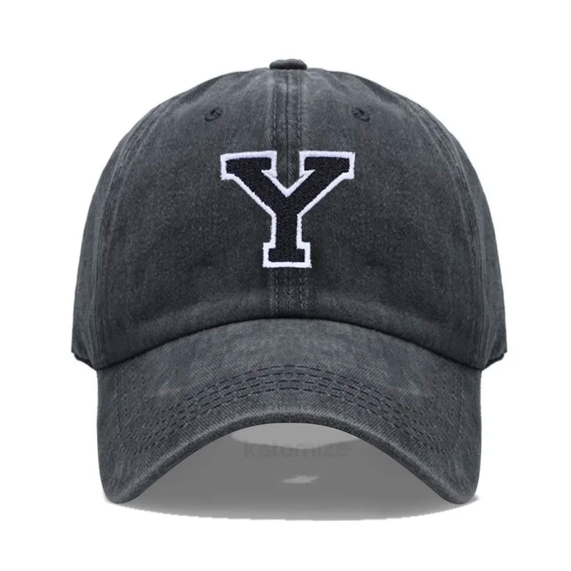 Initial Letter A-Z Embroider Baseball Cap For Men Womne Washed Cotton Dad Hat Fashion Team Sport Visors Snapback Caps