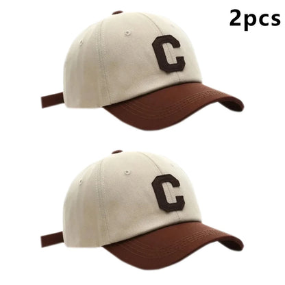 Unisex Letter “C” Patch Baseball Cap – Color Block Fashion Sun Visor Hat (Couple Style, Summer Outdoor)