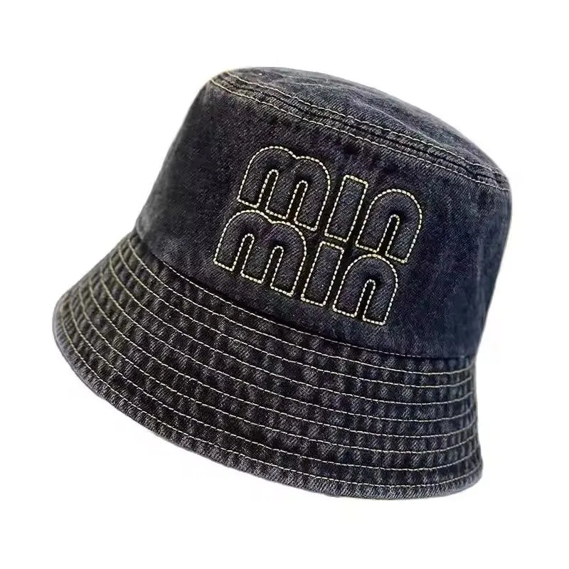 Spring Summer Strawberry Embroidery Denim  Bucket Hat Legent Fisherman Hats for Women Foldable Sport Sun Beach  Caps
