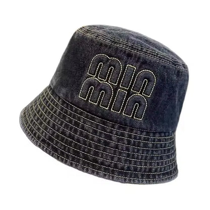 Spring Summer Strawberry Embroidery Denim  Bucket Hat Legent Fisherman Hats for Women Foldable Sport Sun Beach  Caps