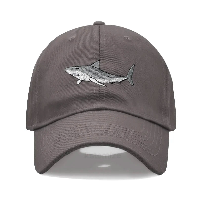 Animal Shark Embroidered Baseball Cap for Women Men Fashion Adjustable Washed Cotton Dad Hat Unisex Classic Golf Caps