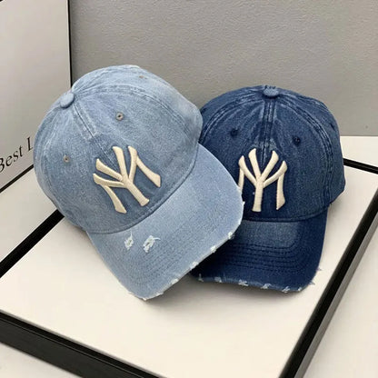 Unisex Letter Embroidery Washed Cowboy Baseball Caps Spring and Autumn Outdoor Adjustable Casual Hats Hip Hop Hat Sunscreen Hat