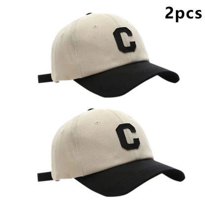 Unisex Letter “C” Patch Baseball Cap – Color Block Fashion Sun Visor Hat (Couple Style, Summer Outdoor)