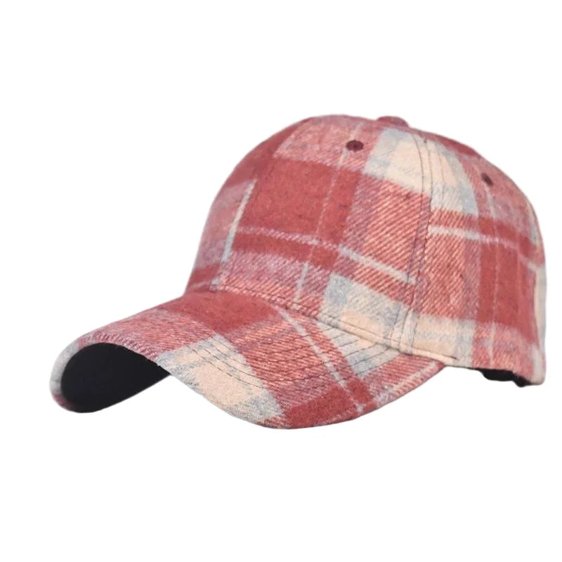 Fall Winter Hat Men's Spring Summer Outdoor Sunscreen Visor Classic Checkered Baseball Cap Hard Top Women's Cap Warm Peaked Cap