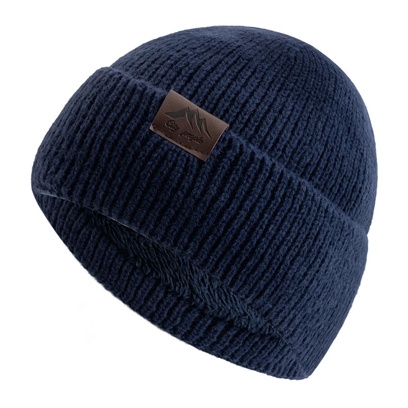 Hot Sale CITY Leather Label Winter Hat Plush Fur Lining Keep Warm Cap Stylish Soft Beanie Hat For Men Women Outdoor Knitted Hat