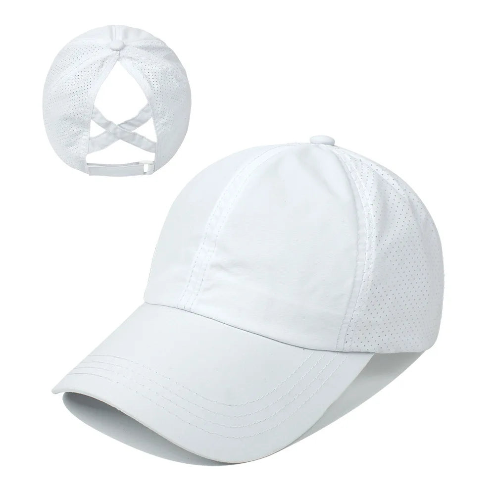 Women’s Ponytail Baseball Cap Mesh Quick Dry Summer Athleisure Sun Visor Hat
