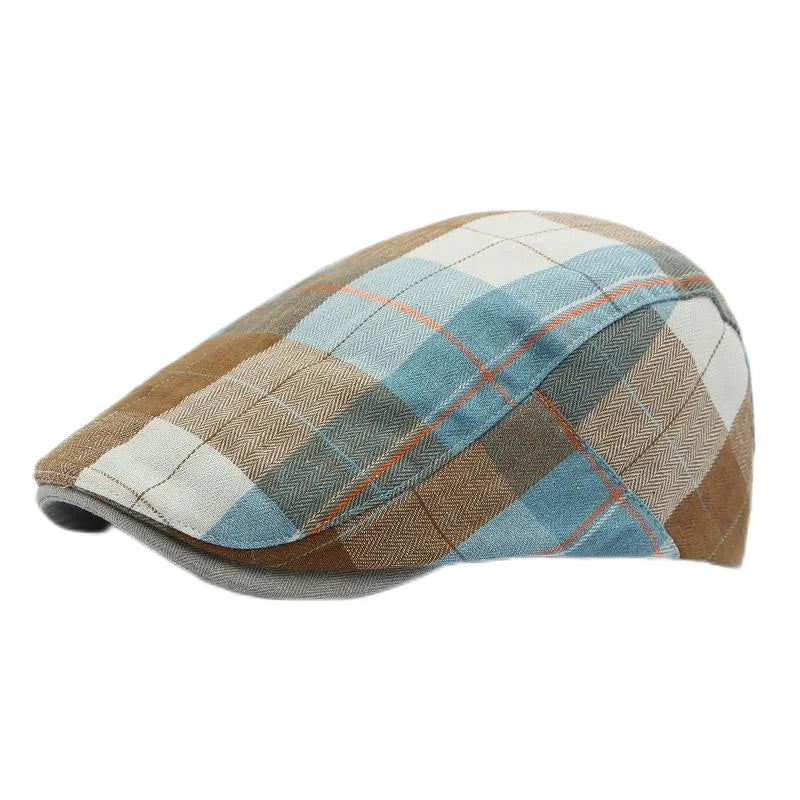 Spring Summer Dopamine Plaid Beret Duck Tongue Forward Hat British Style Visor Summer Hats for Women Men Sun Hats Dad's Hat Gift