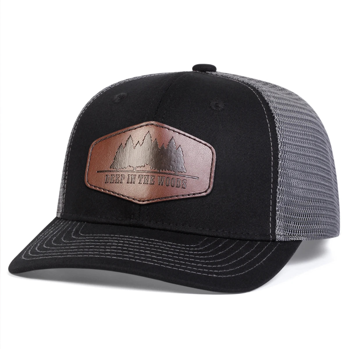 Unisex DEEP IN THE WOODS Leather Label Baseball Net Caps Spring and Summer Outdoor Adjustable Casual Hats Sunscreen Hat