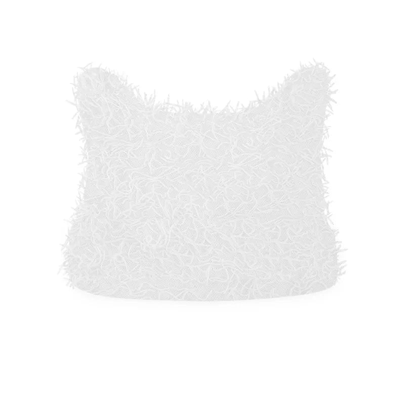 Hip Hop Distressed Knitted Caps Unisex Winter Y2k Cat Ears Little devil Beanies Outdoor Fuzzy Thick Warm Balaclava Hat