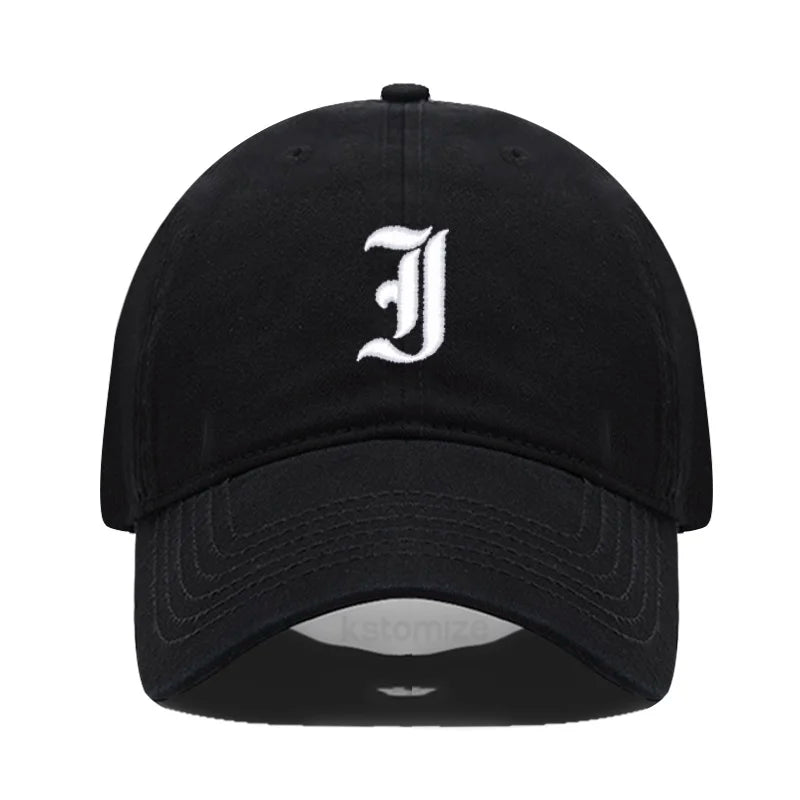 Old English Letter A-Z Embroider Baseball Cap For Men Womne High Quality Soft Cotton Fashion Team Sport Visors Snapback Caps