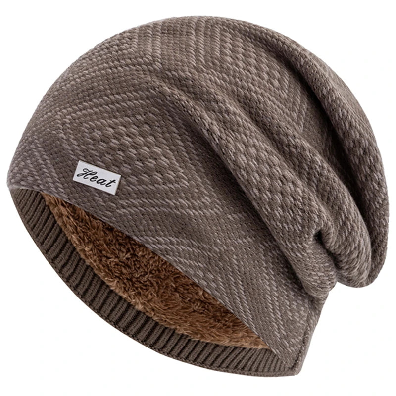 Hot Sale Unisex Warm Winter Hat HEAT Mark Skull Cap Diamond Grid Design Beanie Hat Thicken Winter Hats For Women Men Knit Hat