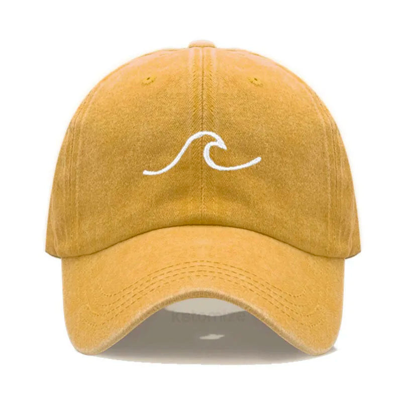 Men's Baseball Cap Women's Washed Cotton Waves Embroidery Embroidery Dad Hat Sport Golf Caps For Man Sun Hats Dropshipping