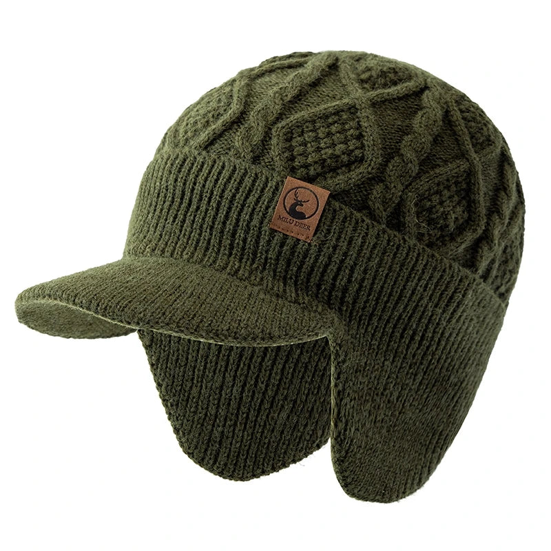 Hot Sale Winter Warm Hat With Earflap Plush Fur Lined Knit Cap Stylish Soft Beanie Hat For Man&Women Outdoor Thick Hat