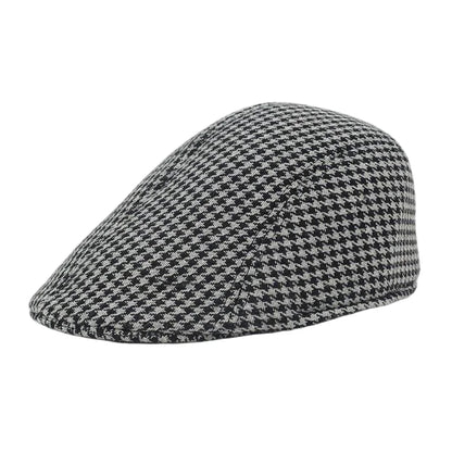 Fall Winter Men Beret Pu Plaid Peaked Forward Cap for The Middle Elderly Men Dad Grandpa Thick Ear Protection Military Hat Beret