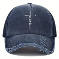 Sponge Washed Cotton Faith Print Baseball Cap Women Men Summer Mesh Breathable Trucker Duckbill Hat For Outdoor Tourism Leisur