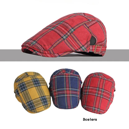 Golexury Spring and Summer Thin Breathable Cap Men's British Retro Beret Women's Bud Top Hat Casual Plaid Visors Hat for Dad