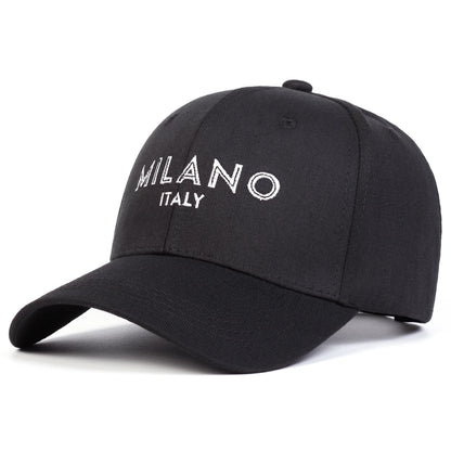 Unisex MILANO Letter Embroidery Baseball Caps Spring Autumn Outdoor Adjustable Casual Hats Sunscreen Hat
