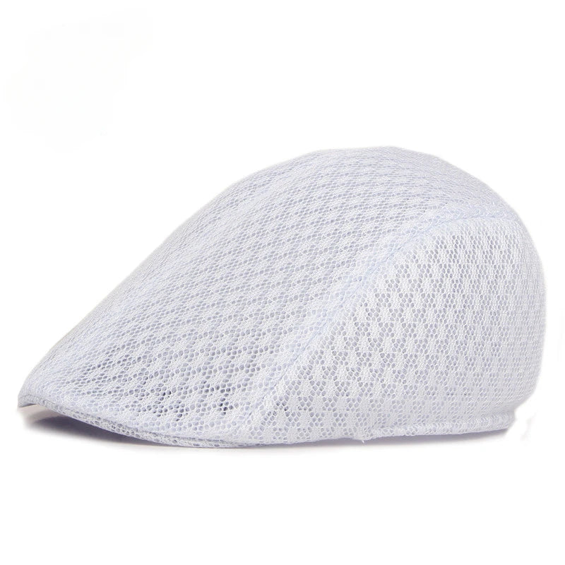 Korean Version of Men's and Women's Berets Solid Color Hollow Mesh Caps Forward Caps Breathable Summer Sun Hats