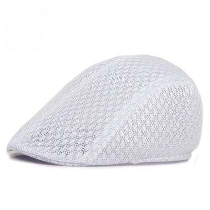 Korean Version of Men's and Women's Berets Solid Color Hollow Mesh Caps Forward Caps Breathable Summer Sun Hats
