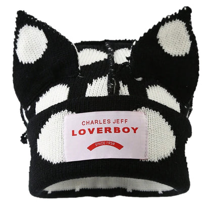 Hot Sale Y2K Style Winter Knitted Beanie Hat For Women Outdoor Cute Cat Ear Designer Warm Hat