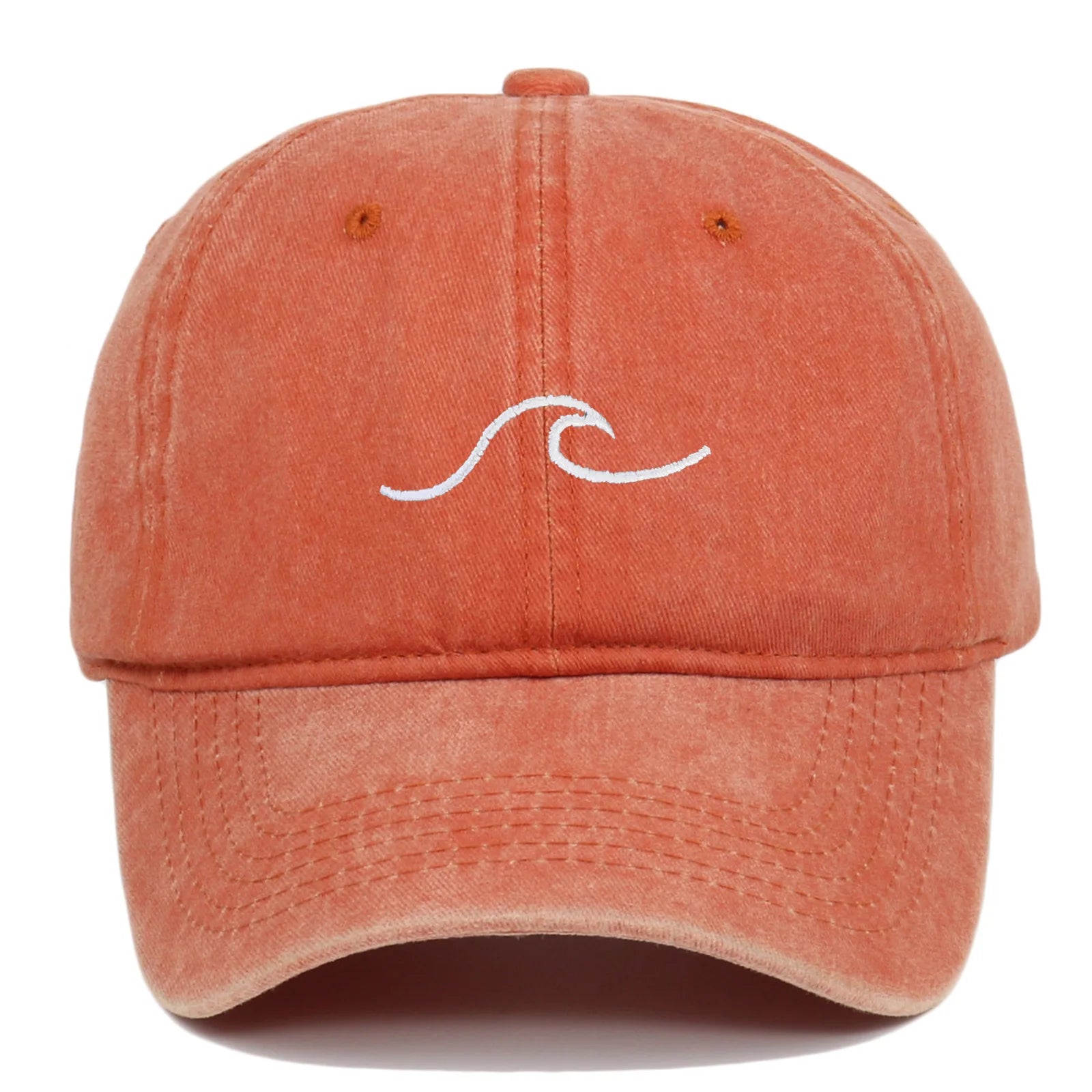 Wave Pattern Embroidered Baseball Cap For Men Women Vintage Washed Cotton Duckbill Sun Hat Outdoor Sport Distressed Dad Hats