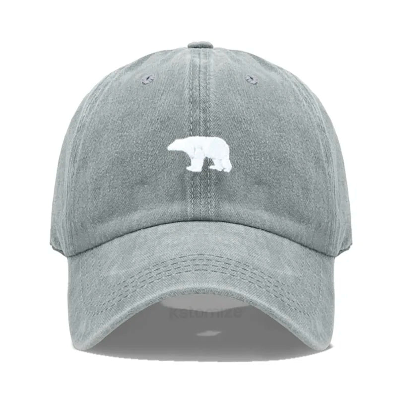 little Bear Embroidery Baseball Cap for Women Men Fashion Adjustable Soft Washed Cotton Dad Hat Unisex Classic Golf Caps