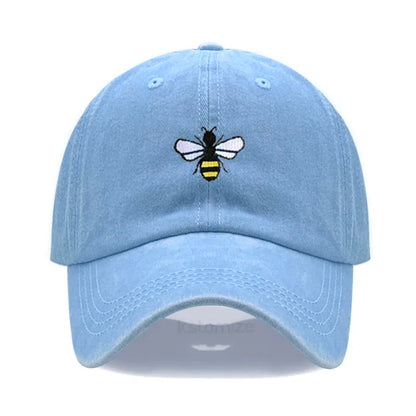 Washed Cotton Honeybee Embroidery Baseball Caps for Men Women Dad Hat Adjustable Snapback Cap Wholesale Dropshipping