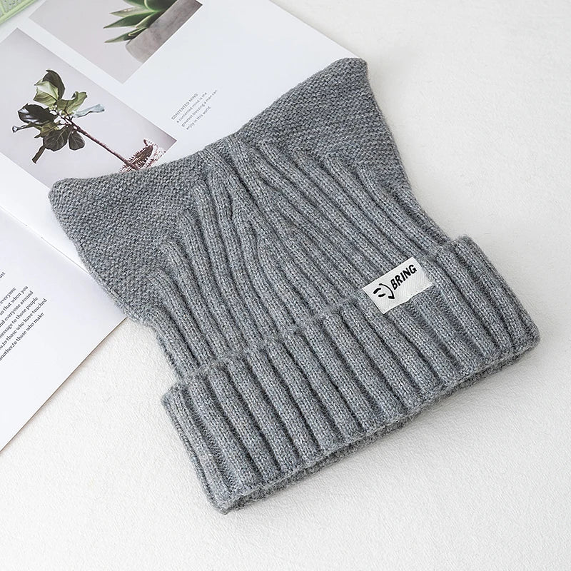 Hot Sale Cute Chic Hat Cat Ear Kpop Style Beanie Hat Sweet Autumn/Winter Hats For Women Street Simple Colors Warm Hats For Girl