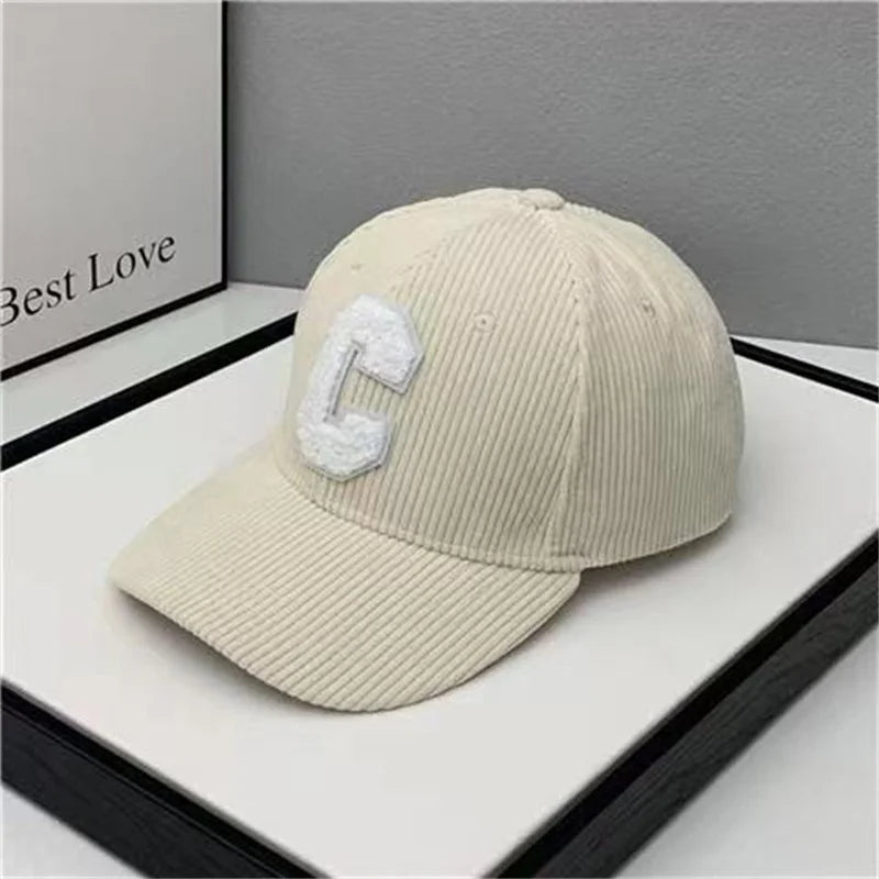 Spring Autumn Corduroy Baseball Cap for Women Men Unisex Vintage C Snapback Hip Hop Hats Winter Adjustable Outdoor Sport Hat