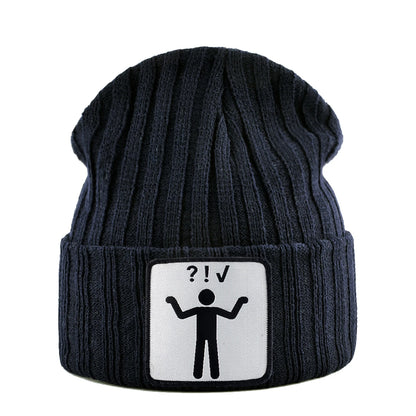 Knitted Skullies Beanie With Animals Patch Men Women Outdoor Casual Sport Hats Autumn Winter Solid Color Hip Hop Beanies