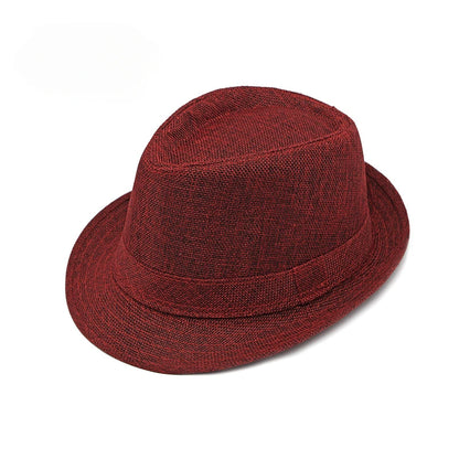 Middle-aged Spring and Summer Outdoor Sun Protection Hat Beach Top Hat Female Casual Retro Jazz Linen Hat  Fedoras for Man Party