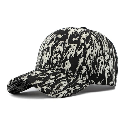 Ethnic Wind Hat for Men and Women Outdoor Sunshade Baseball Hat Fashion Imitation Cowboy Print Hard Top Duck Tongue Hat Trend