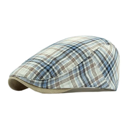 Spring Summer Dopamine Plaid Beret Duck Tongue Forward Hat British Style Visor Summer Hats for Women Men Sun Hats Dad's Hat Gift