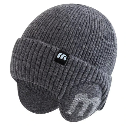 New Unisex Winter Hat Fashion M Letter Beanie Hats For Men & Women Warm Ski Knitted Hat Sports Earflap Cap