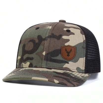 Unisex Deer Antlers Leather Label Baseball Net Caps Spring and Summer Outdoor Adjustable Casual Hats Hip Hop Hat Sunscreen Hat
