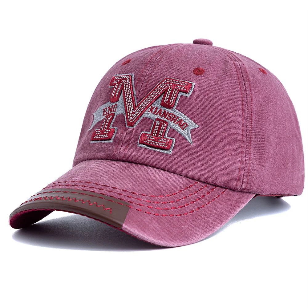 Hot Sale Unisex Baseball Cap M Letter Embroidery Dad Hat Women Men Outdoor Washed Cotton Cap