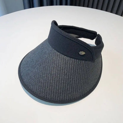 Summer Sun Hat For Women Portable Foldable Wide Brim Cycling Straw Cap Outdoor Travel Sunshade Visor