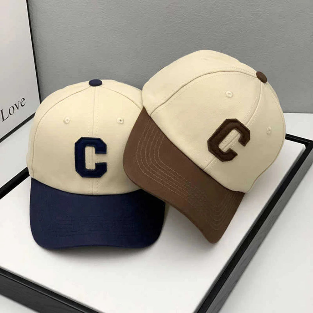 Unisex Letter “C” Patch Baseball Cap – Color Block Fashion Sun Visor Hat (Couple Style, Summer Outdoor)