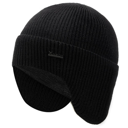 New Men Winter Hat Add Fleece Warm Earflap Cap Stylish Soft Beanie Hat For Male Outdoor Thicken Ski Sports Knitted Hat
