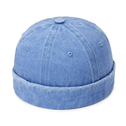 New Women Men Solid Cotton Cap Hat Washed Denim Beanie Hat Spring Autumn Retro Adjustable Docker Sailor Cap Hat For Women Men