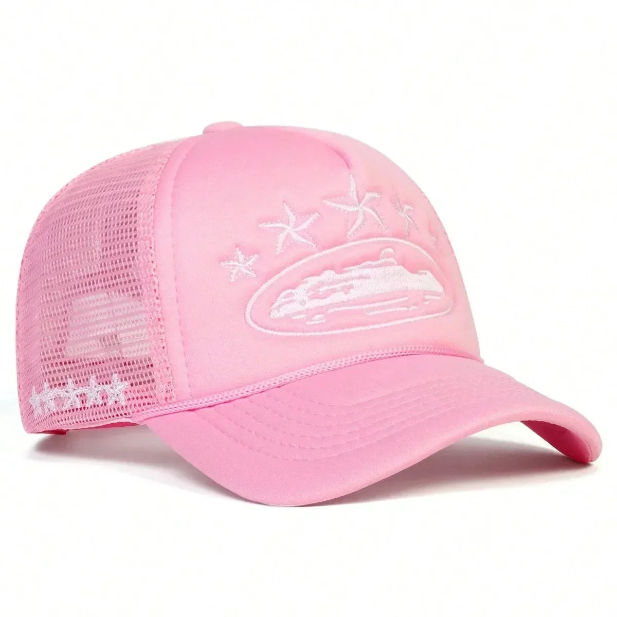 Fashionable Embroidered Baseball Hat Five Star Color blocked Mesh Breathable Summer Duck Tongue Hat Versatile Sunshade Truck Hat