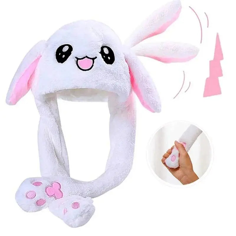 Cute Plush Rabbit Ear Hat for Kids & Women – Warm Embroidered Gift Cap