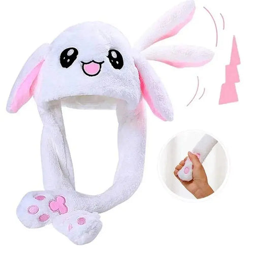 Cute Plush Rabbit Ear Hat for Kids & Women – Warm Embroidered Gift Cap