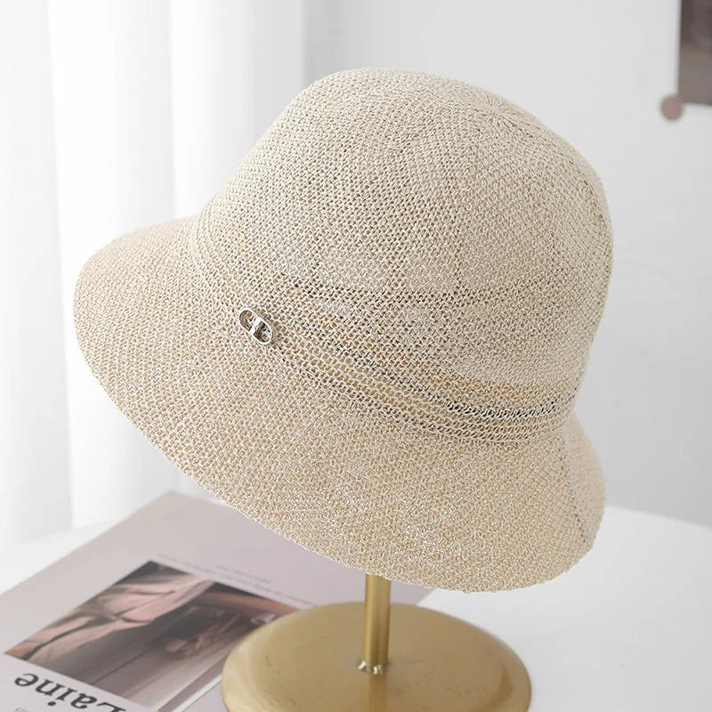 Bucket Hat Sun Protection For Women Korean Minimalist Knit Fisherman Cap Breathable Travel Hat Beach/urban/vacation Sunscreen