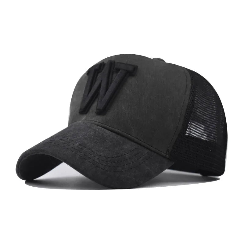 Fashion New Women Men Mesh Baseball Cap Male Lady Breathable W Embroidery Snapback Hats Unisex Trucker Hats Cap For Women Men